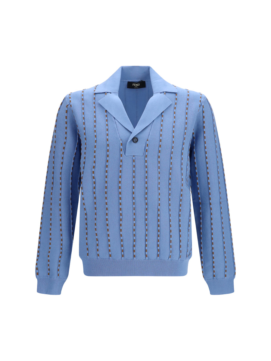 Knit Sweater Selleria Blue-Tobacco Blue/tobacco Cotton