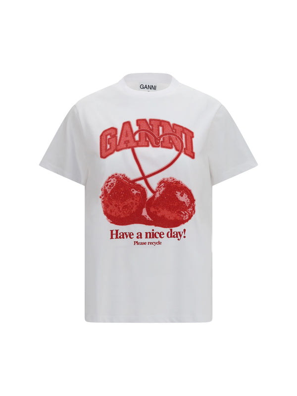 Ganni 100% cotton t-shirt in white