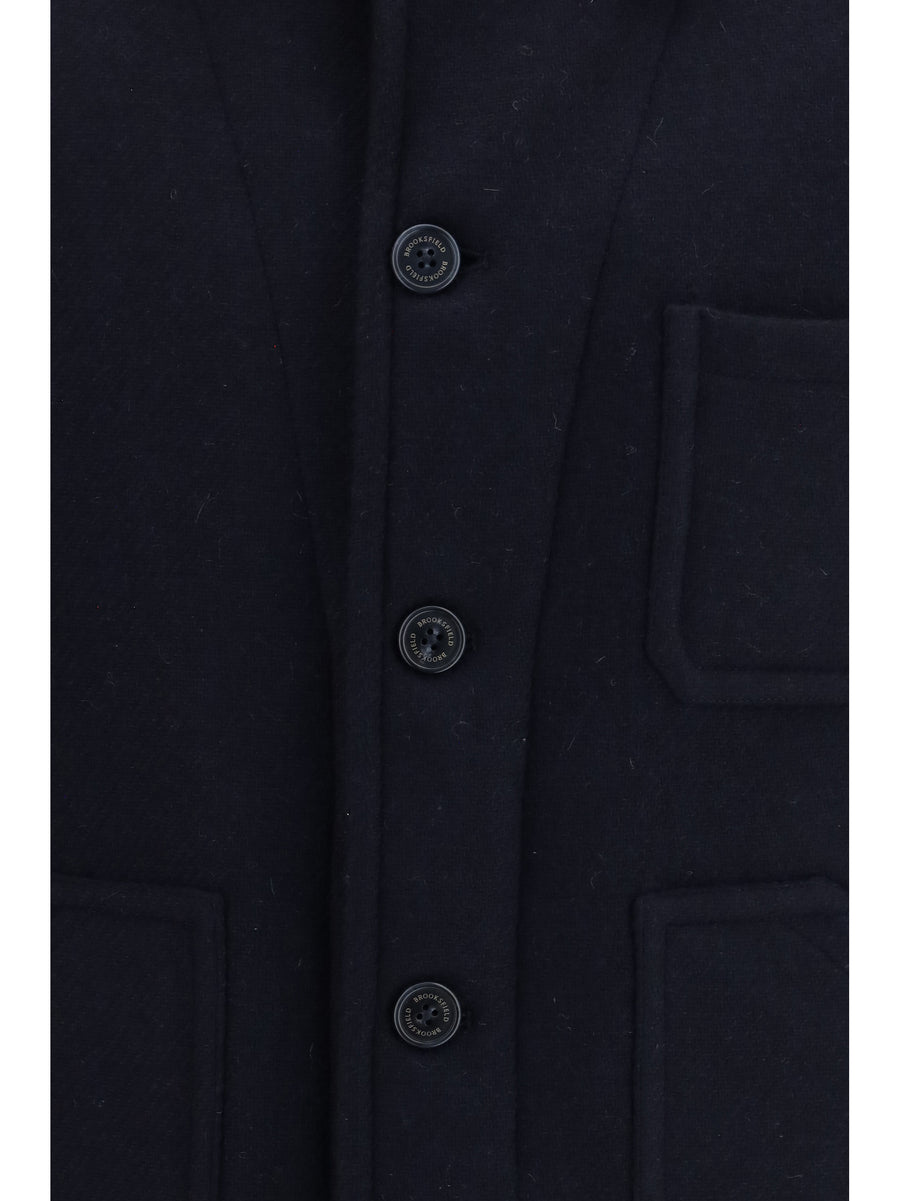 Work Jacket Navy Wool Outer (ovis Aries) Knitwear