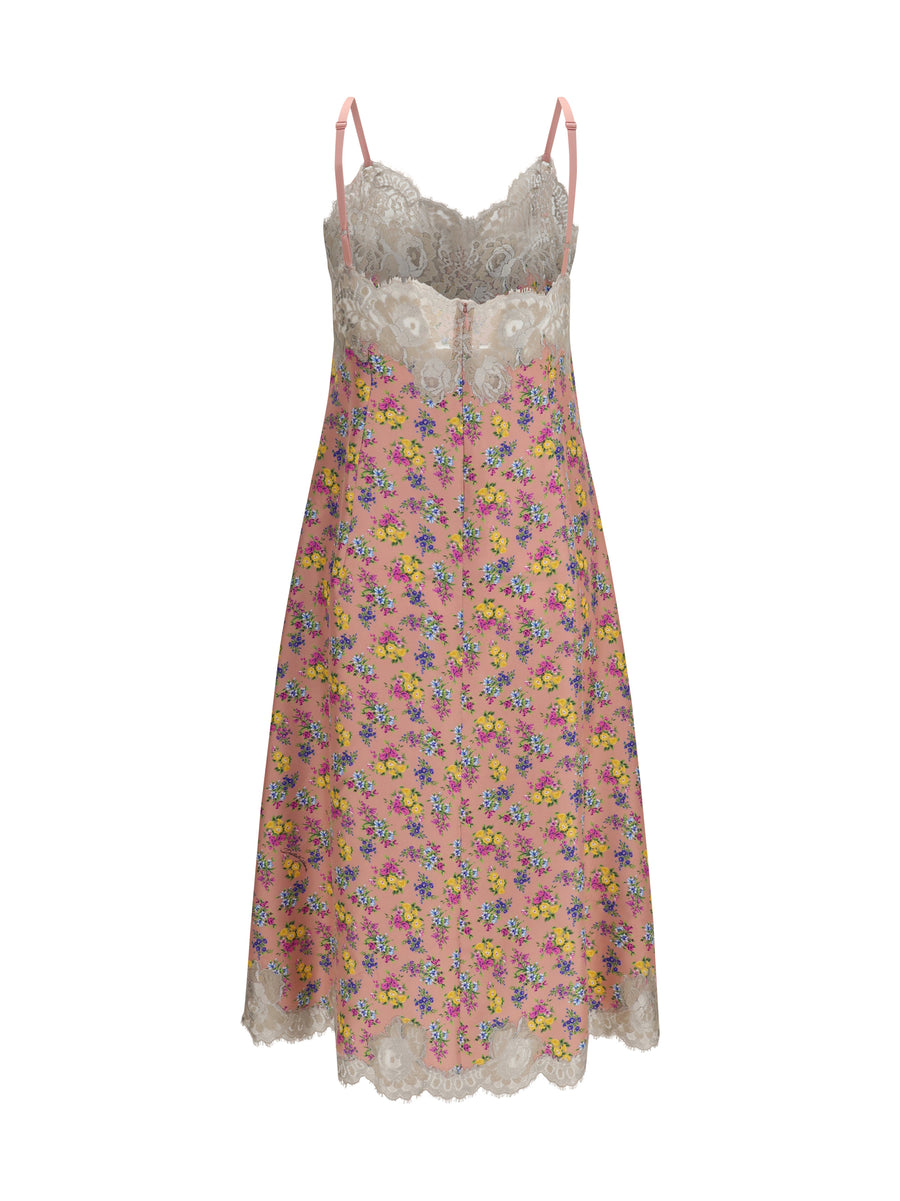 Slip Dress Fiorellini Pink Silk F.pink
