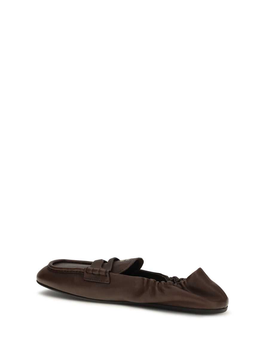 Loafers Ruches Nappa Leather Burl Brown Lambskin