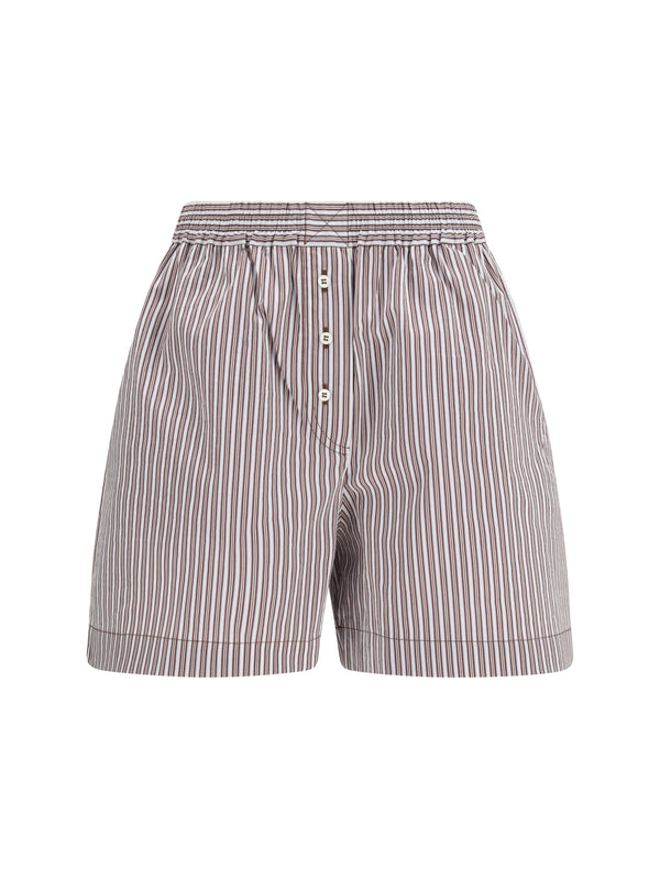 Shorts Striped Silk White/light Blue/bordeaux Cotton