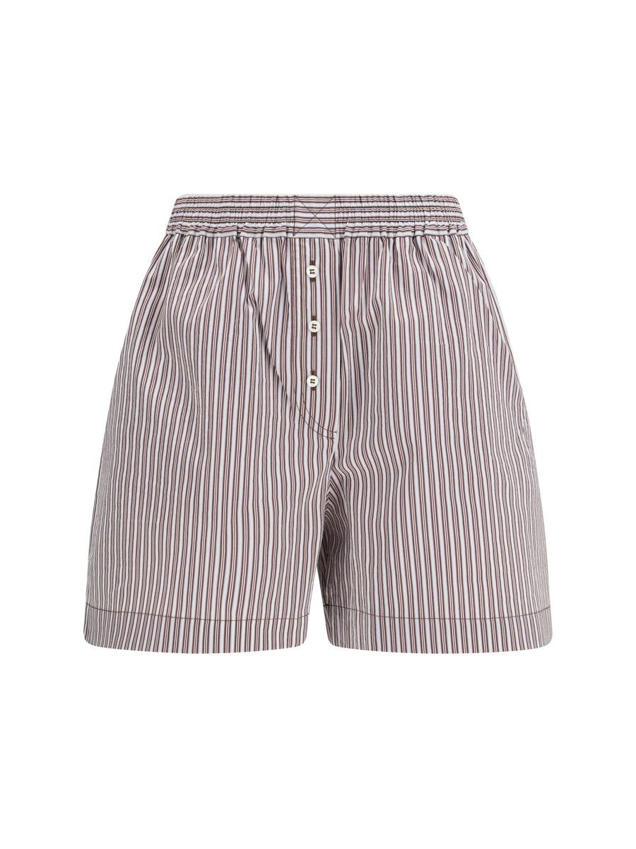 Shorts Striped Silk White/light Blue/bordeaux Cotton