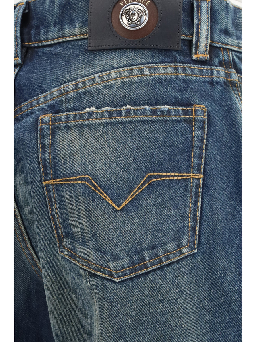 Denim Jeans Straight-Leg Dirty Blue Cotton