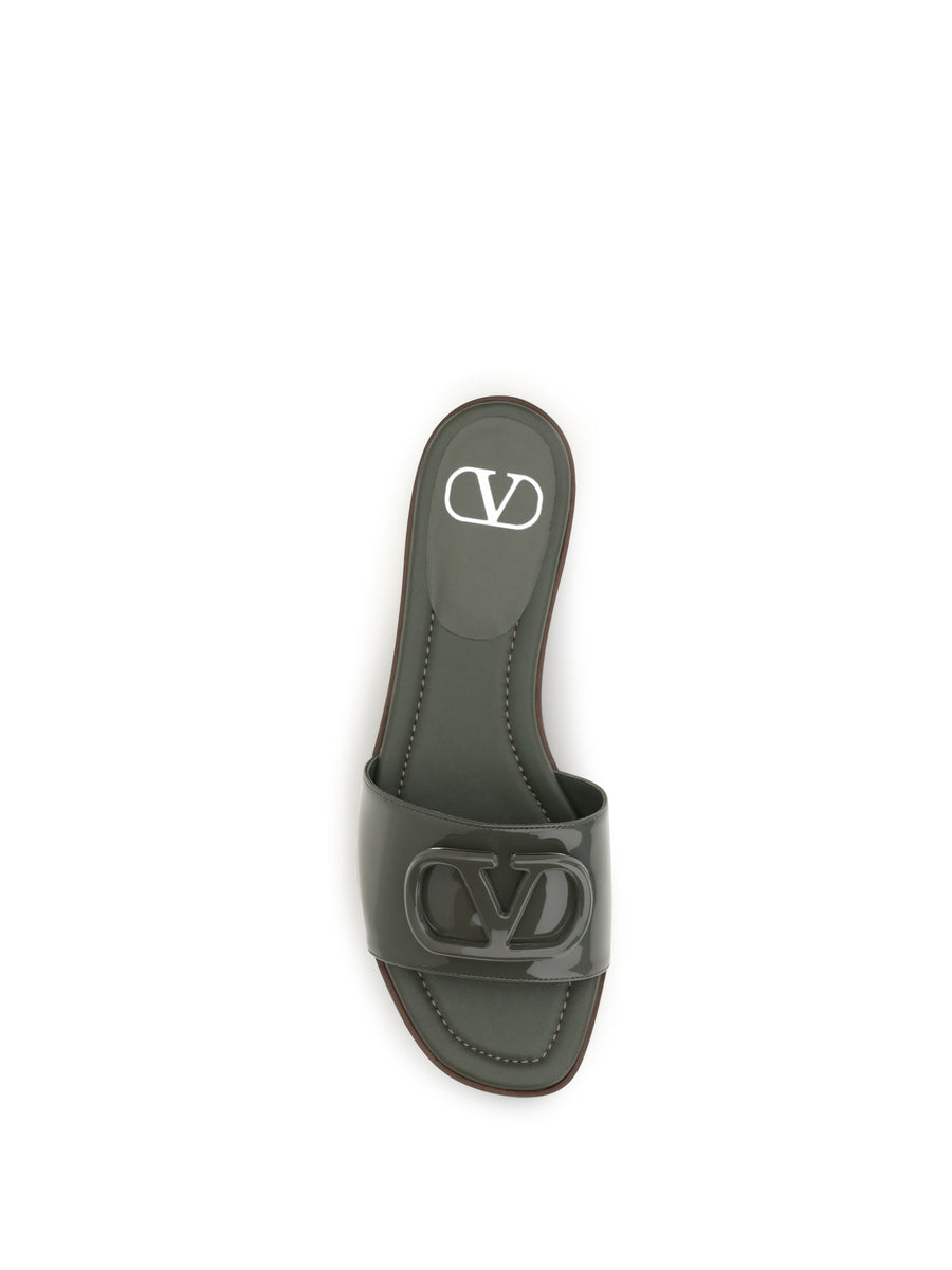 Slide Sandals Vlogo Patent Leather Oasis