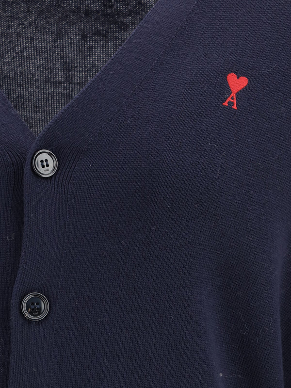 Wool Cardigan De Coeur Navy-Red Navy/red