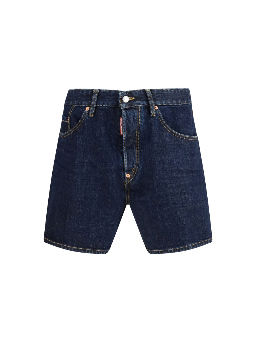 Dsquared2 100% Cotton bermuda shorts in navy