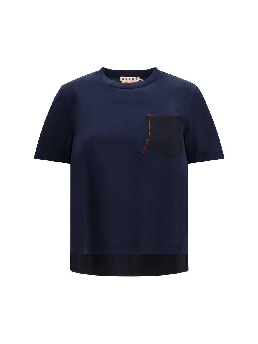 Marni 100% cotton t-shirt in navy