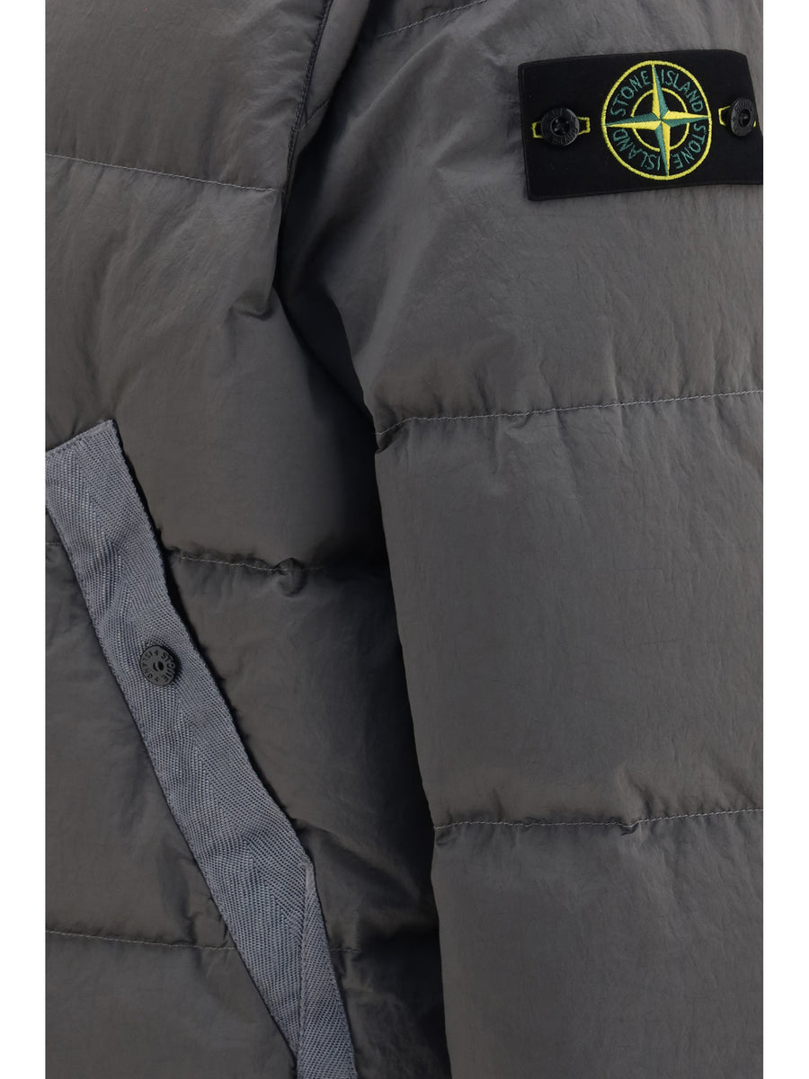 Hooded Puffer Jacket Nylon Metal Grey Outer: Polyamide