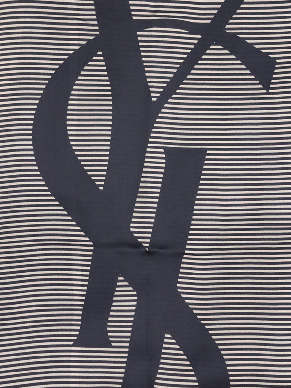 Cassandre Striped Stole Navy Silk Scarf