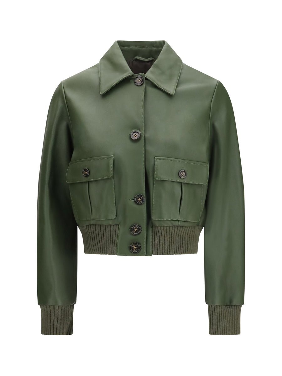 Cropped Nappa Valstarino Jacket Basil Leather
