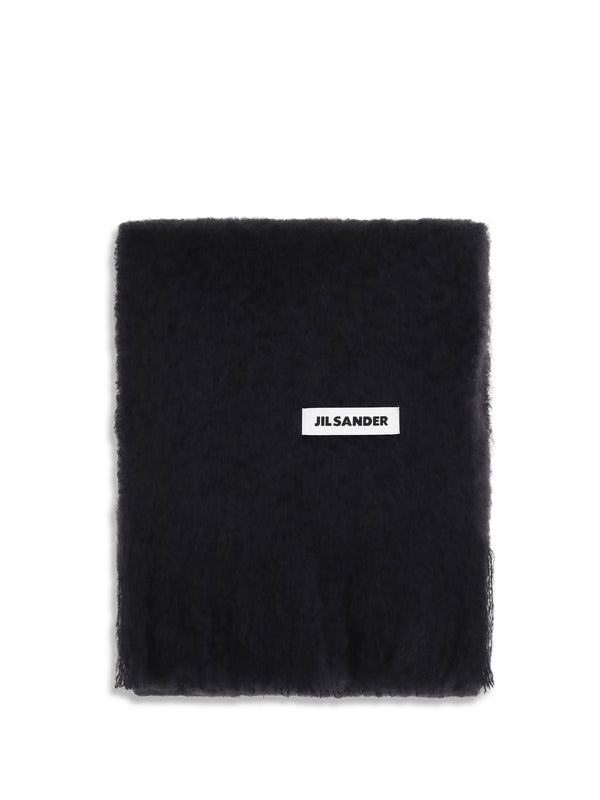 Jil Sander 100% Wool Ovis Aries scarf in black