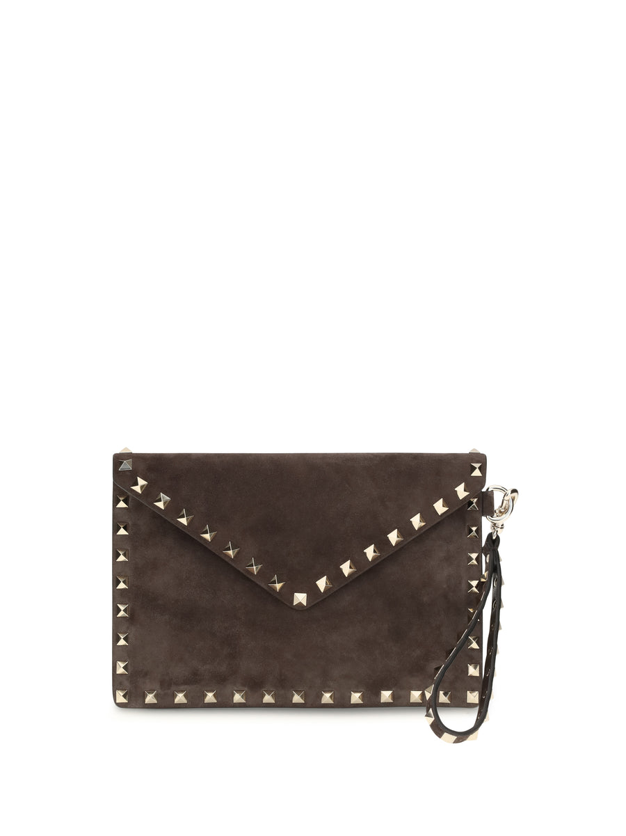 Valentino Garavani 100% suede clutch in brown