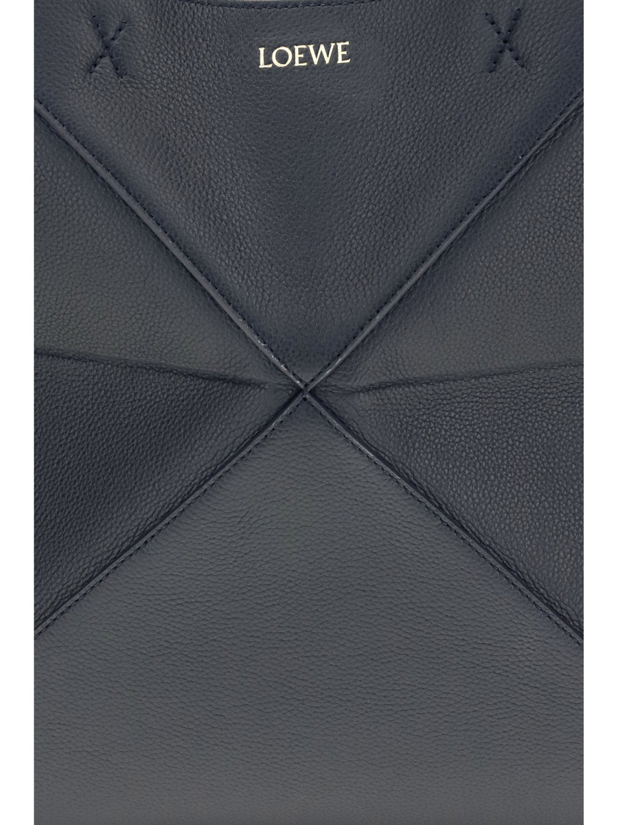 Tote Bag Puzzle Fold Medium Deep Navy Calf Leather (bos Taurus) Shoulder