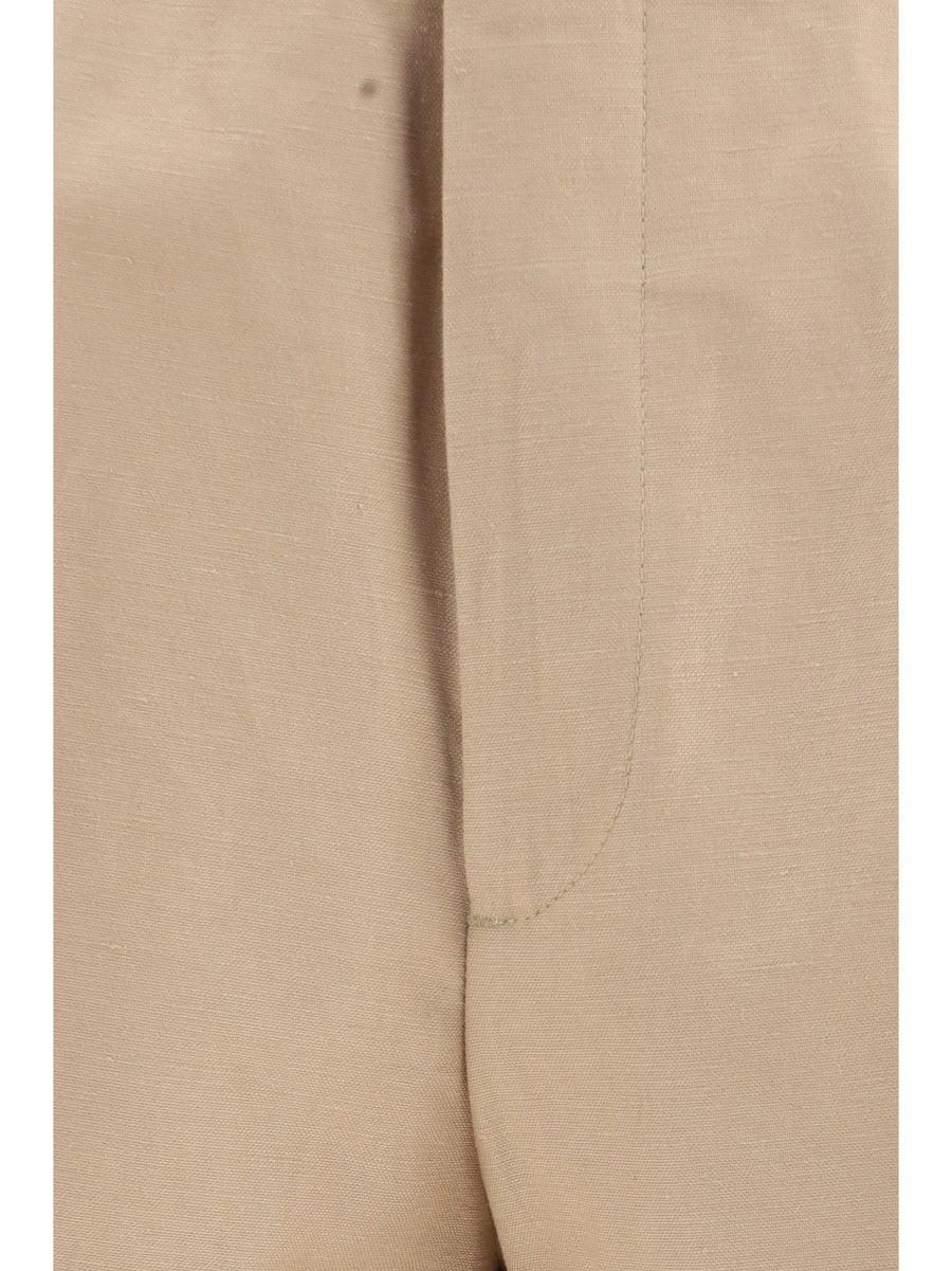 Shorts Cotton-Linen Camel Bermuda