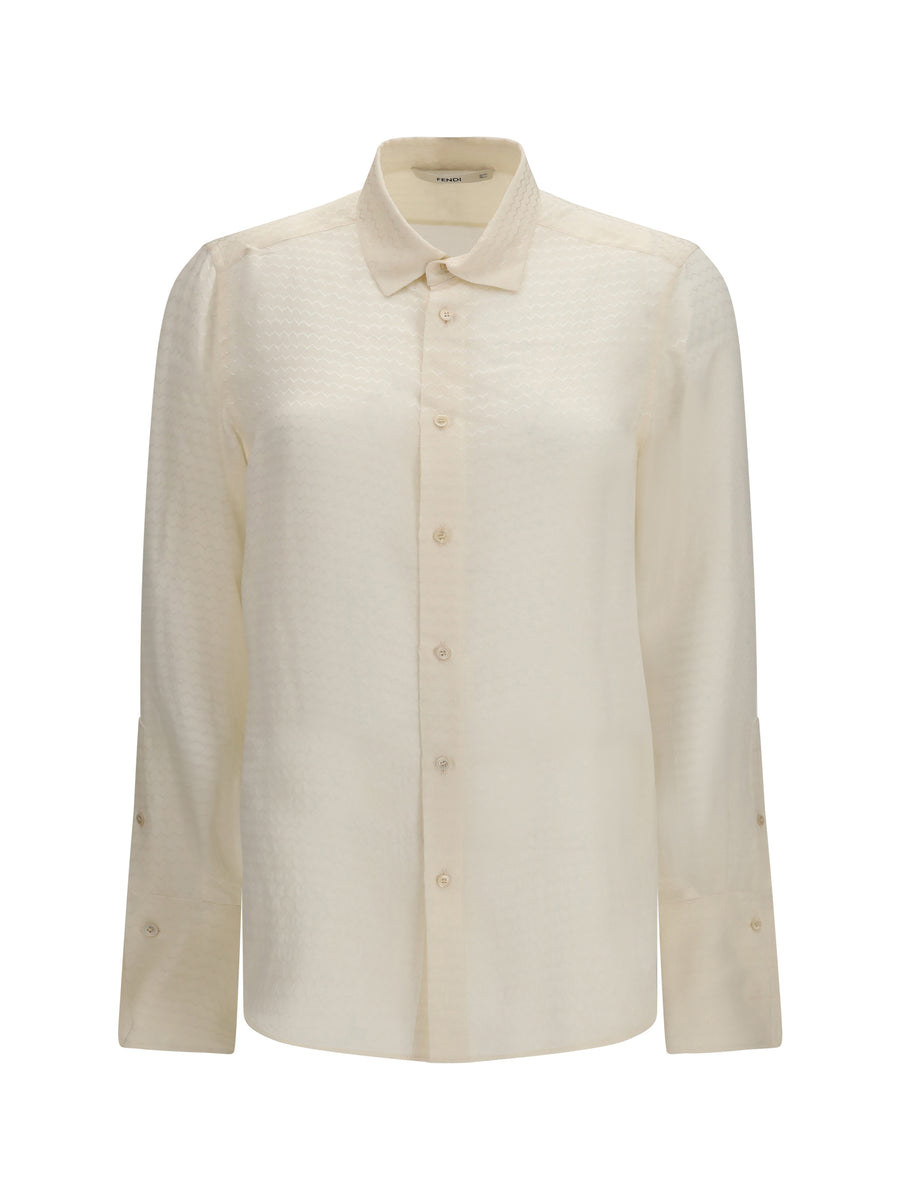 Jacquard Silk Shirt Avorio