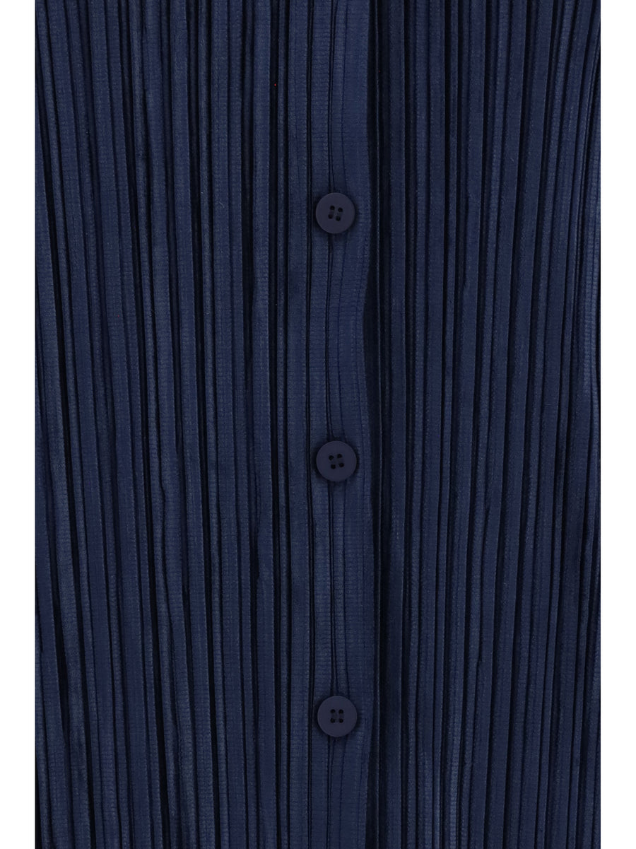 Shirt Striped Velvet-Like Fabric, Navy Polyester