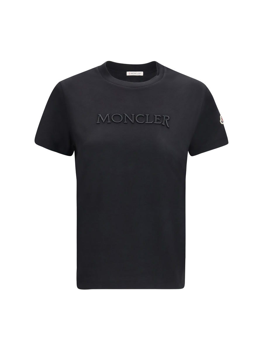 Cotton T-Shirt With A Tone On Embroidered Logo Black T-shirts