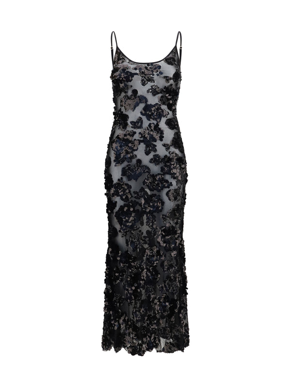 Sequin Dress Black Polyester