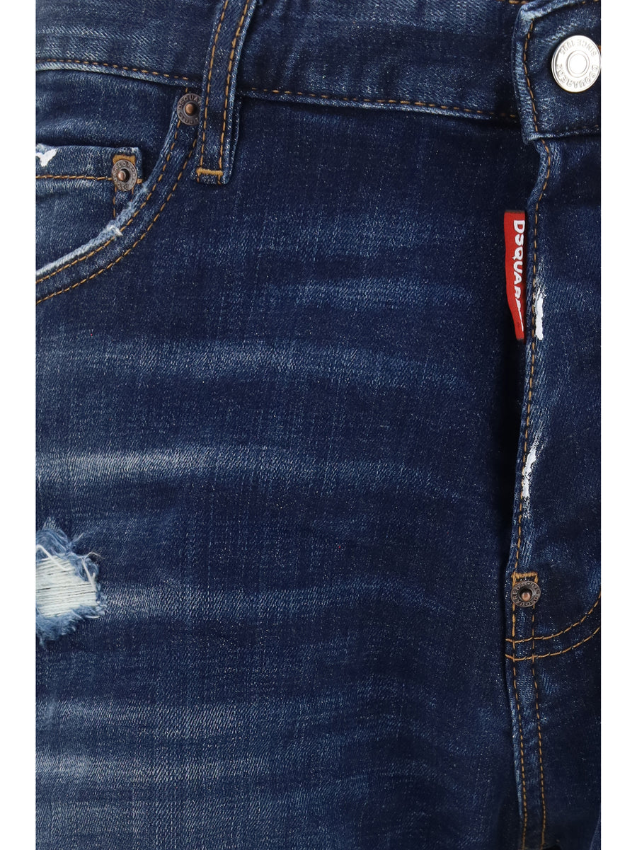 Denim Bermuda Shorts Navy Blue Cotton