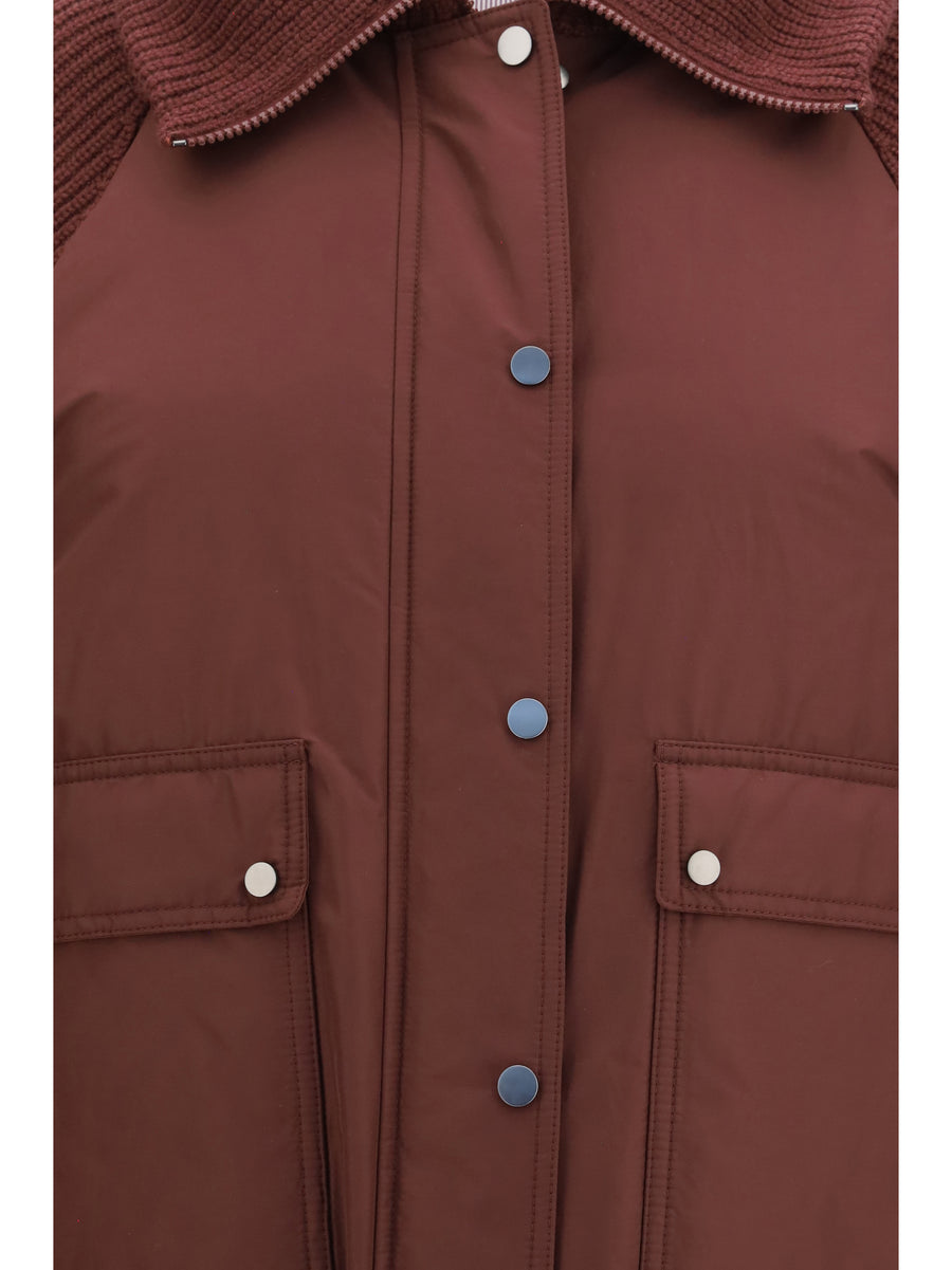 Down Jacket With Wool Sleeves Plum Outer: Polyester Puffer
