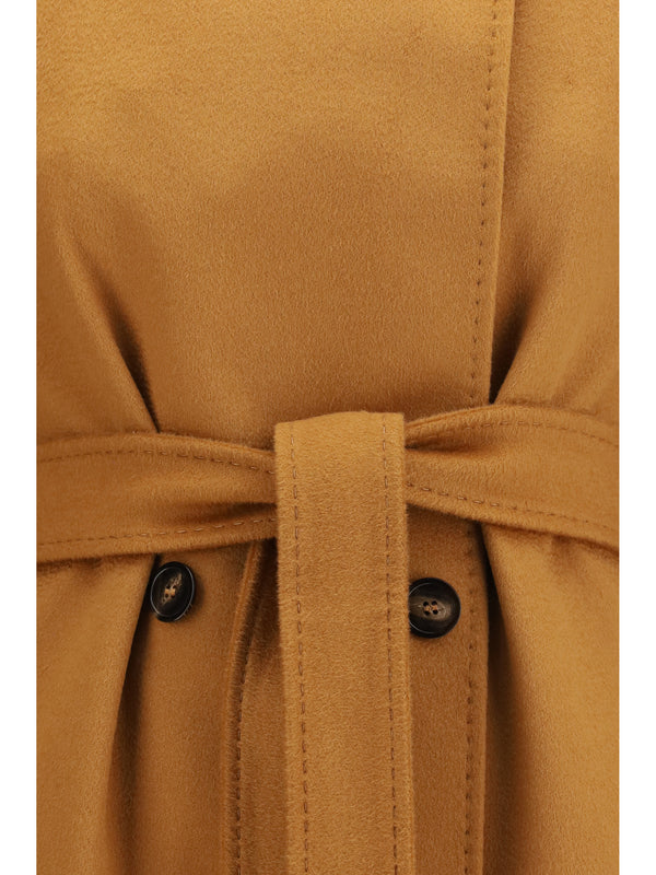 Coat Double-Breasted Wool Caramel Fleece (ovis Aries)