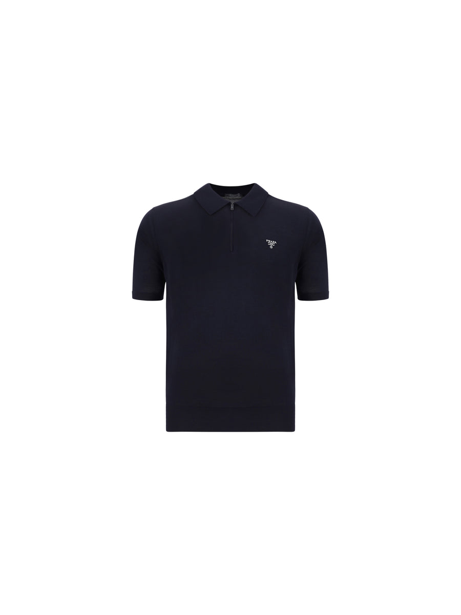 Polo Shirt Virgin Wool Black Fleece (ovis Aries)