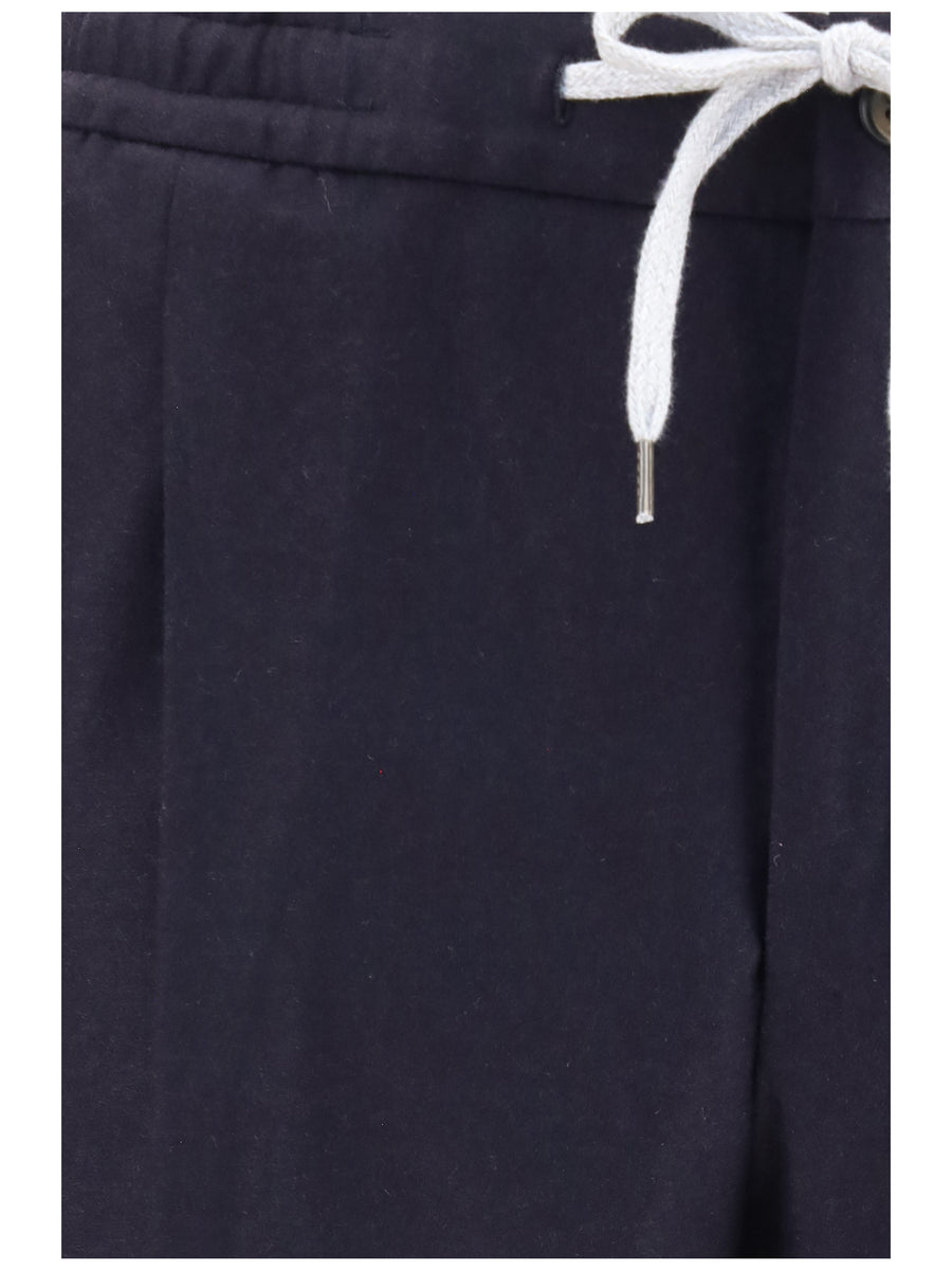 Trousers Soft Pants Navy Fleece Wool (ovis Aries)
