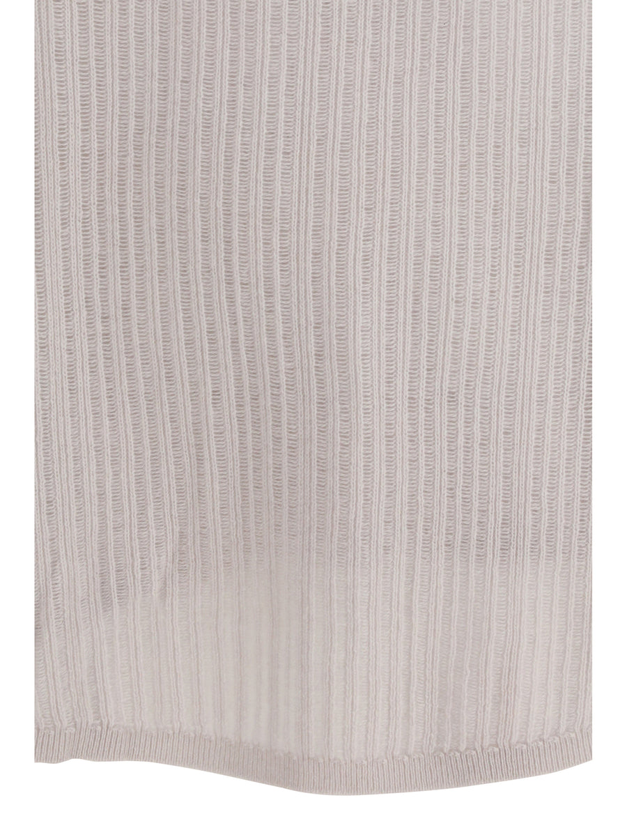 Sweater Rib-Knit Crewneck White Cashmere (capra Hircus)