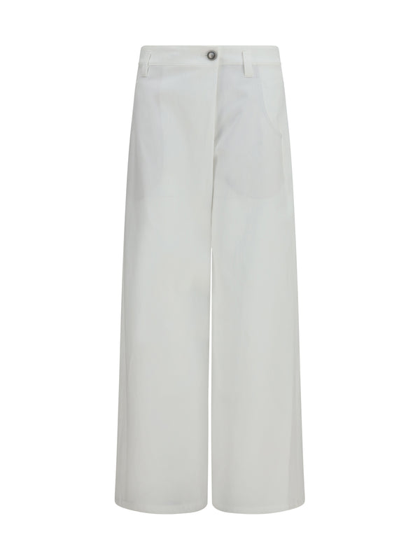 Brunello Cucinelli 100% cotton trousers in white