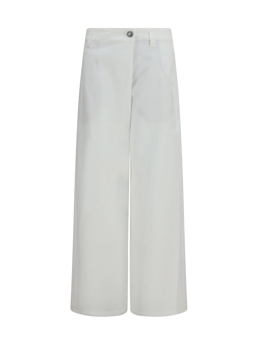 Trousers Straight-Leg Cotton Natural