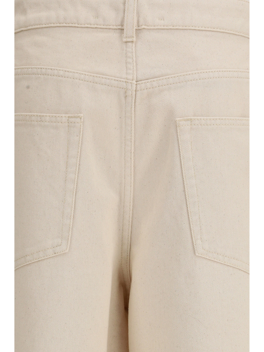 Baggy Fit Jeans Ecru Cotton
