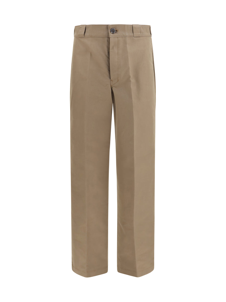 Wide-Leg Canvas Pants Light Brown Cotton Trousers