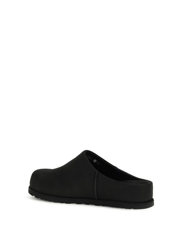 Mules Otzo Black Nubuck Calf Leather Sandal