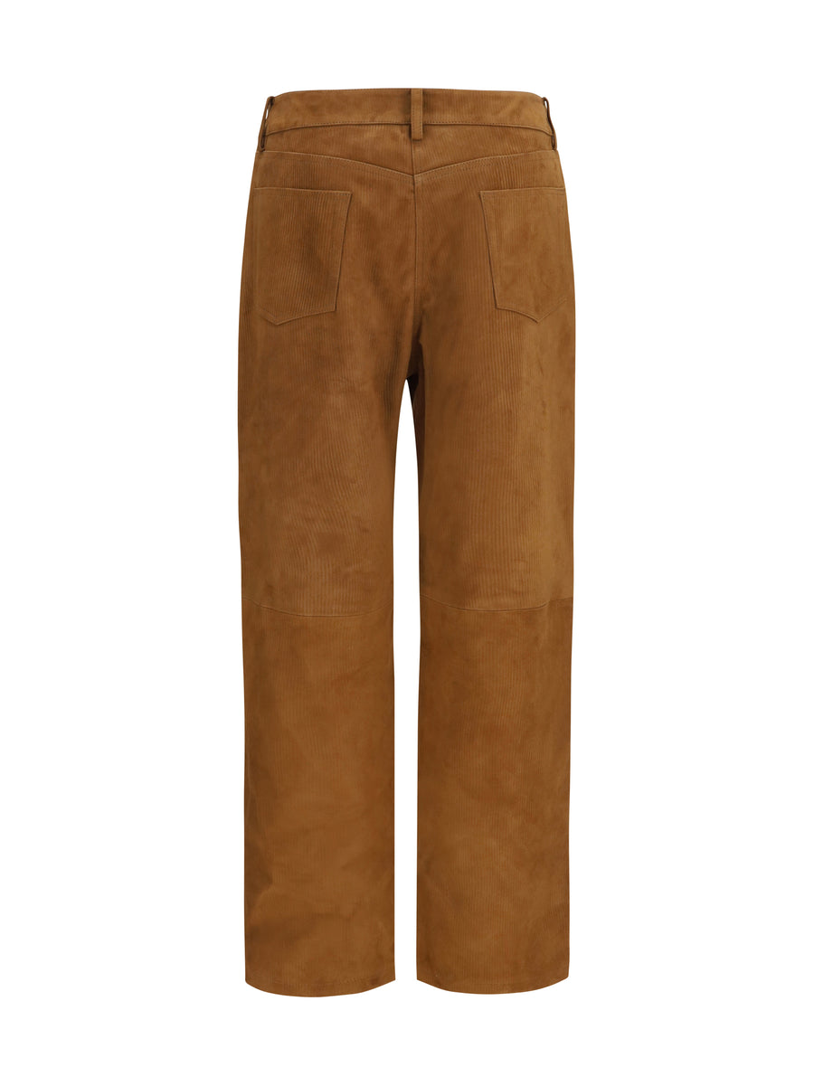 Leather Straight-Leg Trousers Brown Sheep