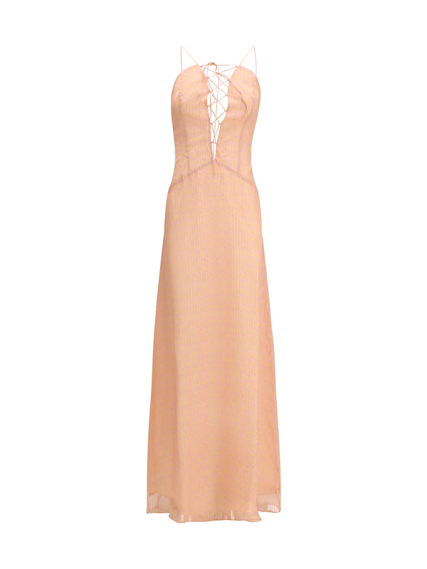Long Silk Dress Charlene Amnesia Pink Outer