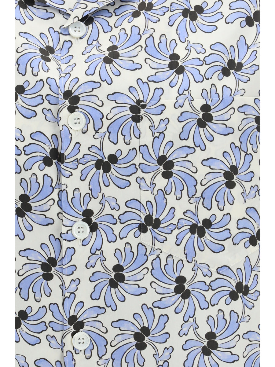 Shirt With Floral Print Ivory-Light Blue Ivory/light Cotton