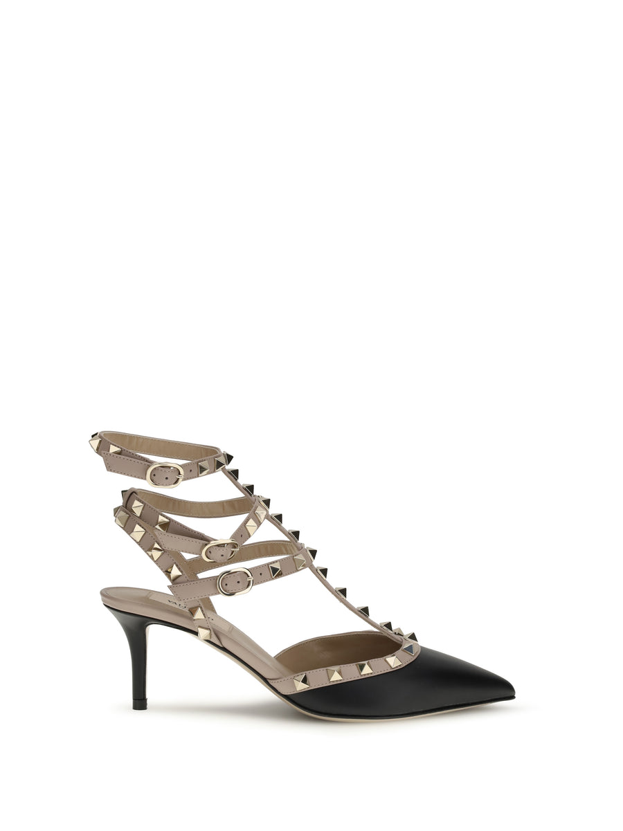 Pumps Rockstud Calf Leather Black-Powder Black/powder