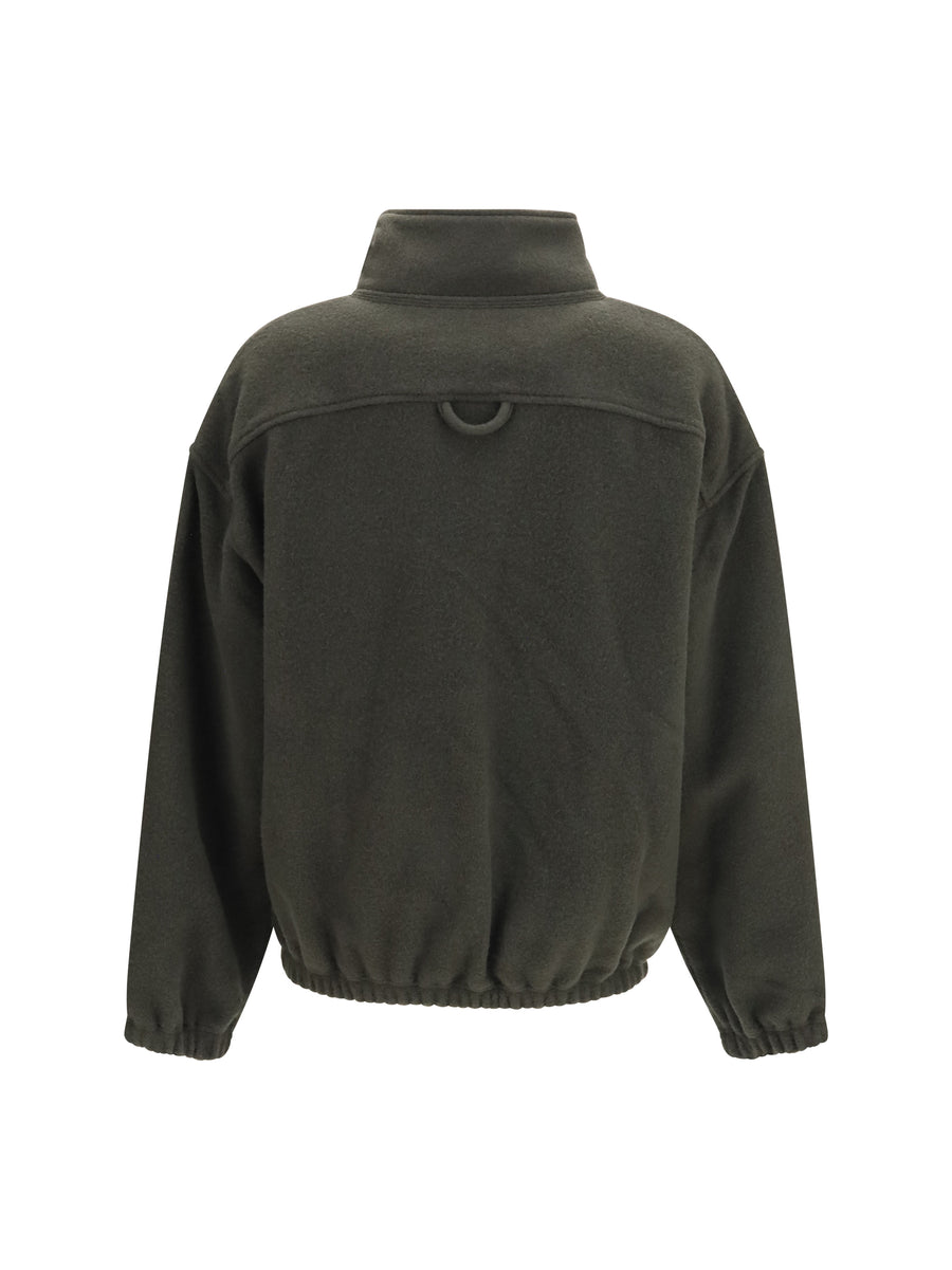 High-Neck Zip Jacket Polar Taupe Wool Fleece Knitwear