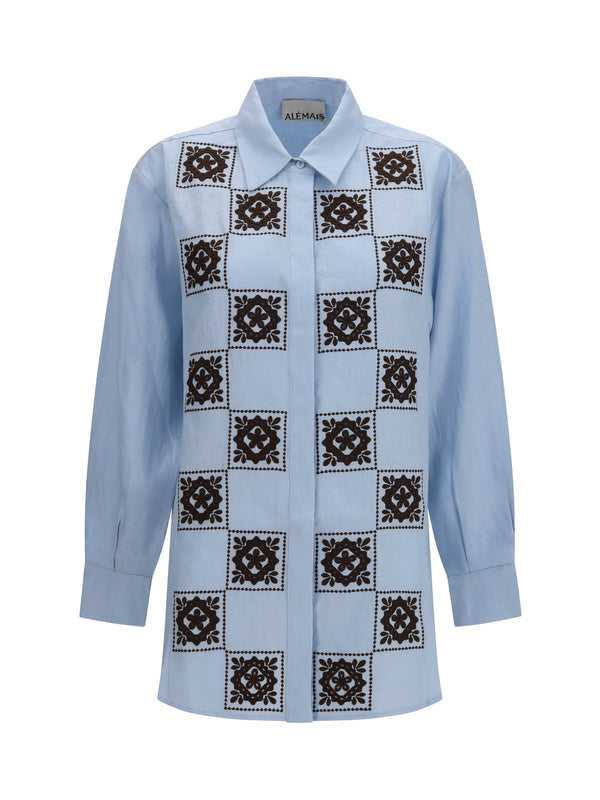 Alemais 100% Linen shirt in blue