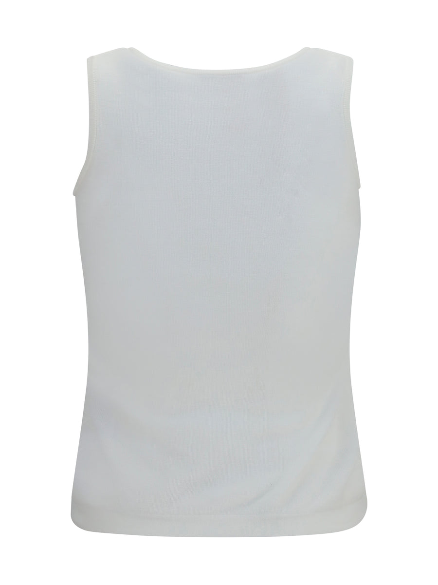 Logo Tank Top White Full Cotton