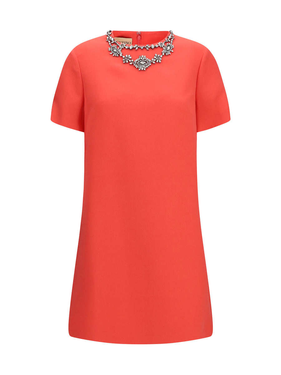 Dress Crew-Neck Coral Pink-Silver Pink/silver Merino Wool