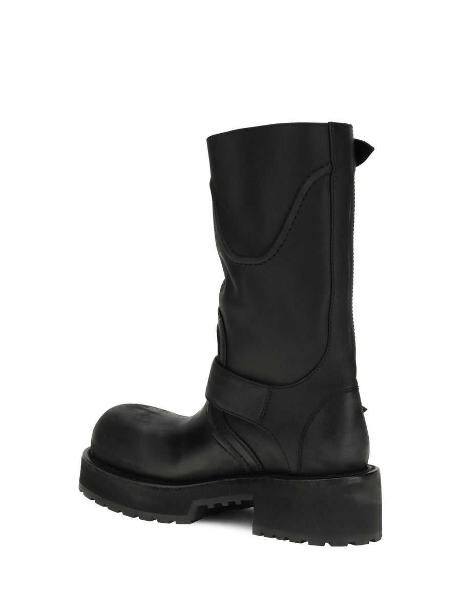 Venom Calf Leather Boots Black/silver