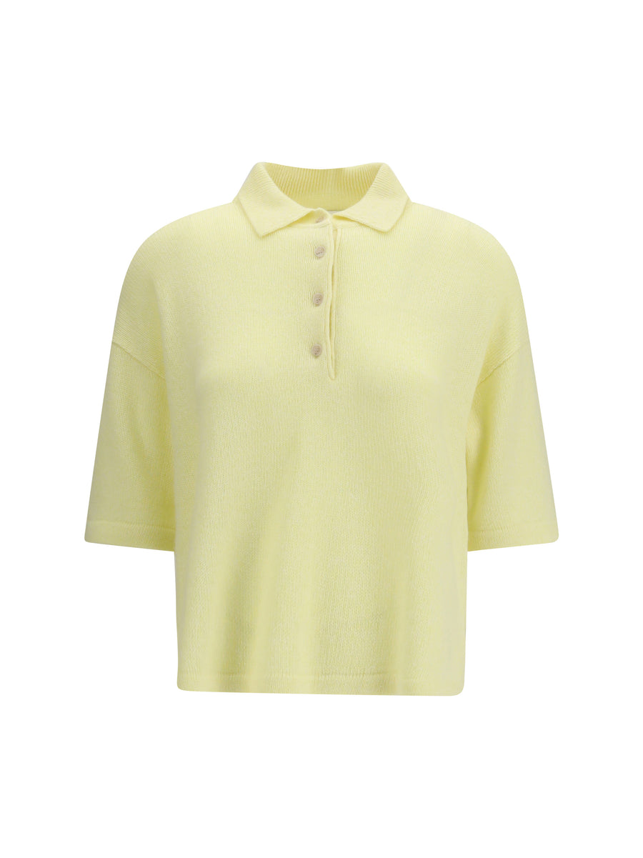 Polo-Neck Sweater Yellow Cashmere Polo Tops