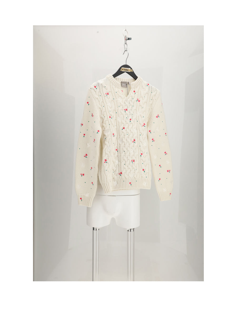 Knit Jumper Fiori White-Multicolour White/multicolour Cashmere