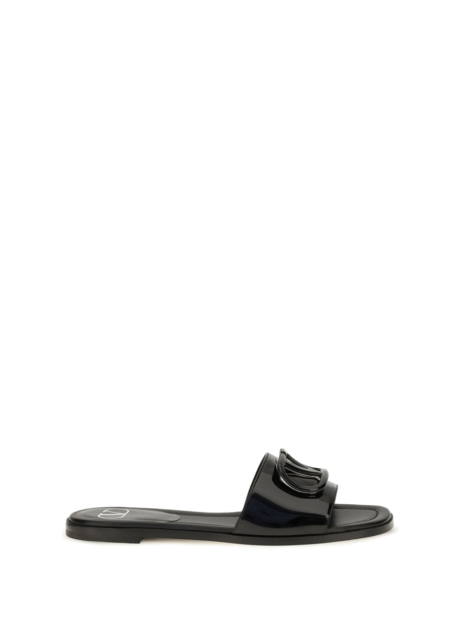 Slide Sandals Vlogo Patent Leather Black Calf