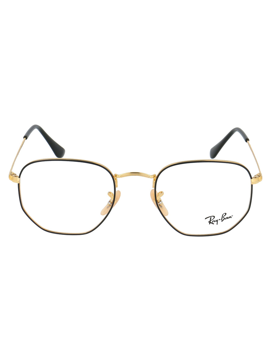 Sunglasses Hexagonal Black On Gold Metal Glasses & Frames