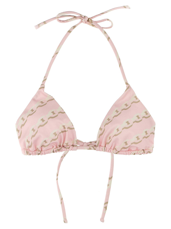 Versace Logo-Print Bikini Top — Pink