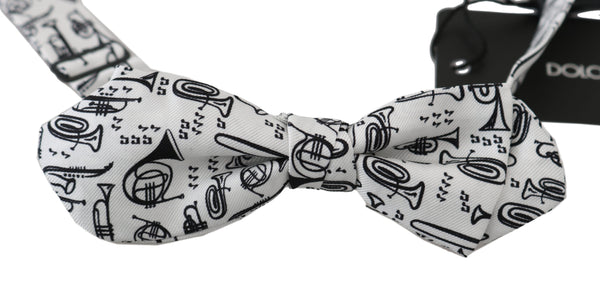 Dolce & Gabbana 100% Silk bow tie in white