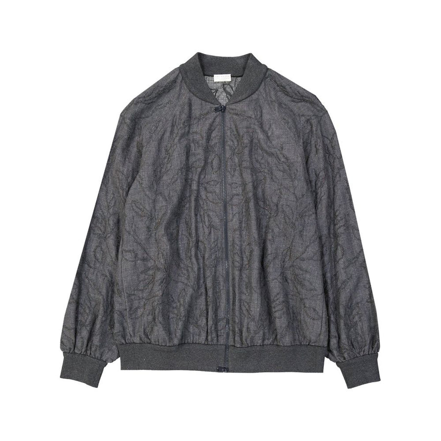 Brunello Cucinelli 100% virgin wool bomber in gray